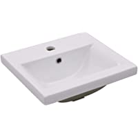 vidaXL Lavabo Encastrado de Cerámica Decoración de Baño Casa Interior Hogar Accesorios Fontanería Diseño Moderno…
